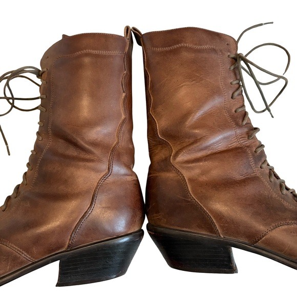 Vintage Acne 90’s Rihianon Lace Up Western Boots, Sz 10 - Picture 10 of 16